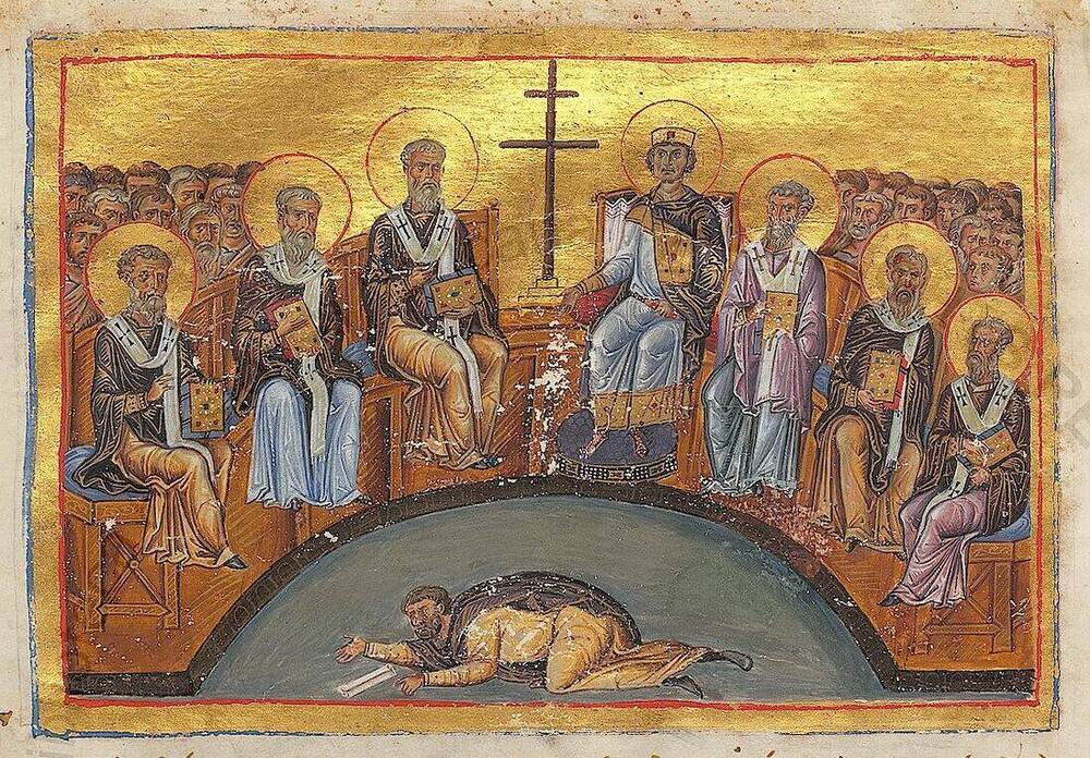 The Second Council of Nicaea depicted in the Menologion of Basil II